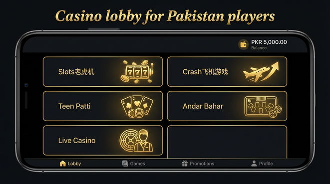 Lobby view of crazy777 for Pakistan users
